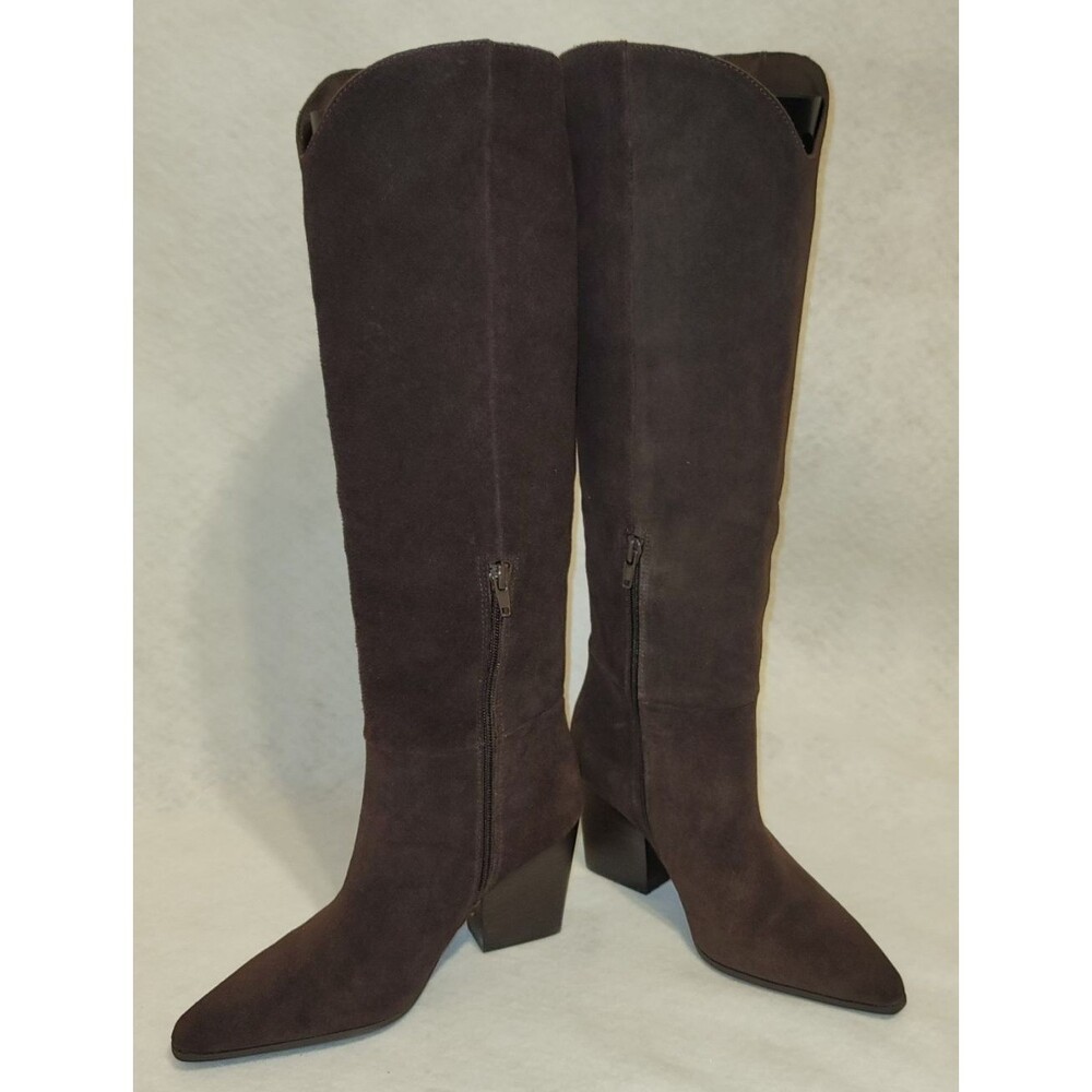 ALDO Kaely Dark Brown Suede‎ Western Knee-High Boots Women's Size 6.5
